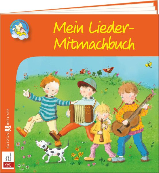 Kinder Musikinstrumente Gitarre Akkordion Flöte Hund Jungen Mädchen wiese Himmel Blumen