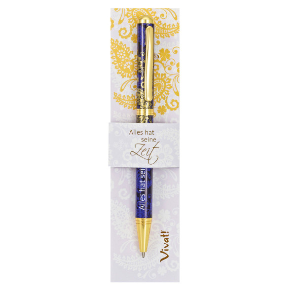 Kugelschreiber Blau Muster Gold
